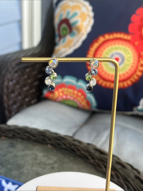 Lia Sophia Jewelry - Lia Sophia Iridescent Hoop Drop Earrings with Blue and Green Accents
